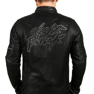 Daft Punk Leathe Jacket Men Black Biker Jacket Genuine Leather Motorcycle